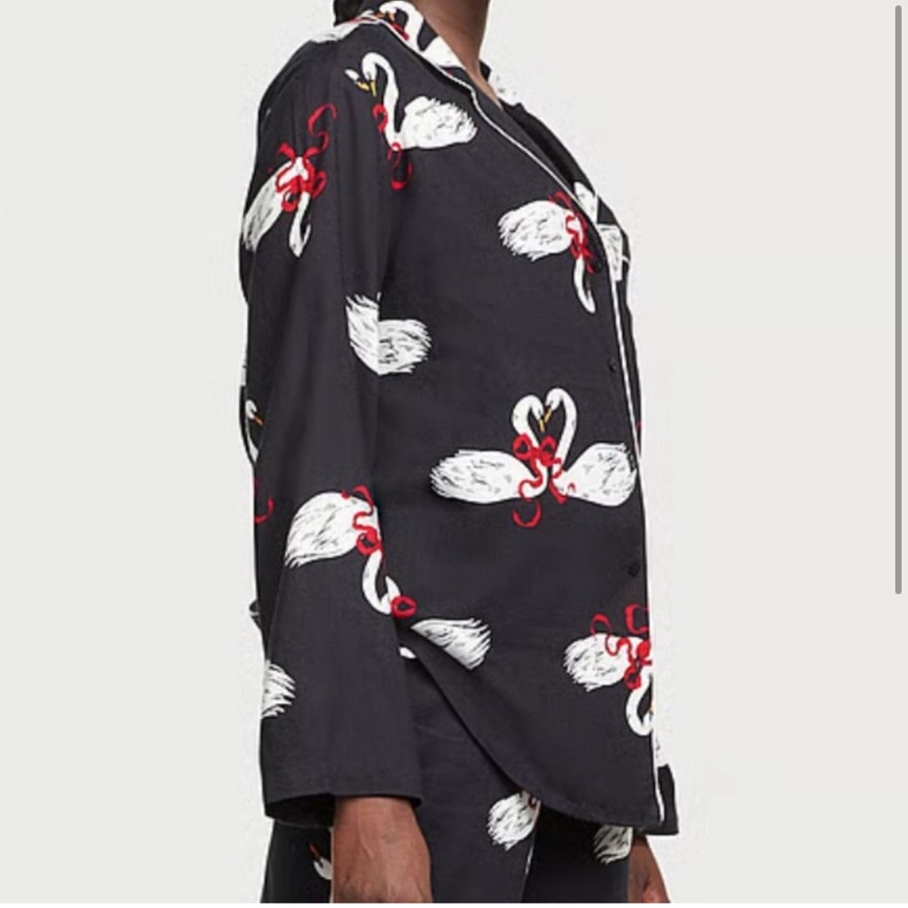 Victoria Secret Ribbon Swan Flannel pajama SET XL